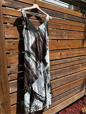 adam jacobs printed asymmetrical dress